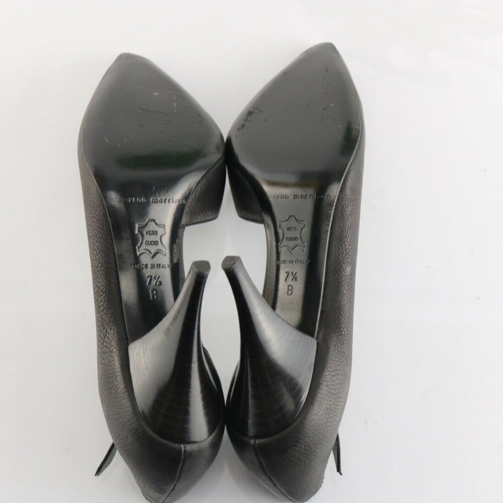 Sigerson Morrison Womens Pump Size 7.5 Black D'Orsay Retro Heel Dress Shoe - Picture 10 of 12